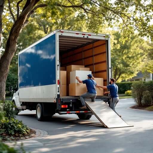 Chester County movers loading household furniture into a moving truck for a local residential move